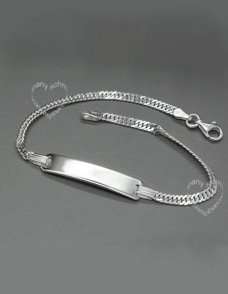 Silber Armband 18,5 cm + Gravurplatte + Gravur G4681 18,5