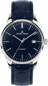 Jacques Lemans Herrenuhr Automatik Lederband 1-2073D