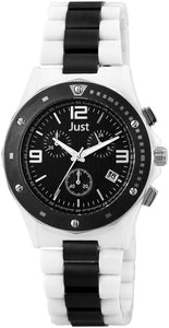 Just Chronograph Herrenuhr, Keramikband 48-S2351-WH-BK