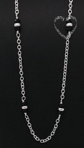 Kette, Halskette Silber Kugel schwarz 60-1783 45