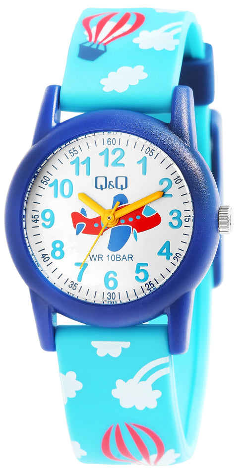 Kinderuhr Flugzeug blau rot wasserdicht Silikonband 121507